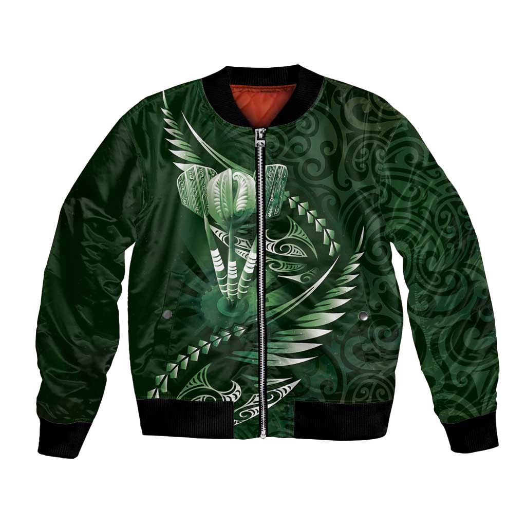 Personalised All Green New Zealand Darts Bomber Jacket Aoteroa Fern Maori Galaxy Style