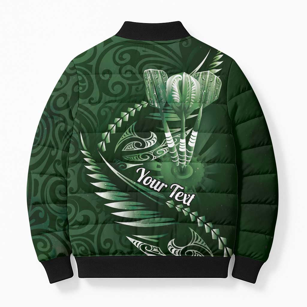 Personalised All Green New Zealand Darts Bomber Puffer Jacket Aoteroa Fern Maori Galaxy Style - Polynesian Pride