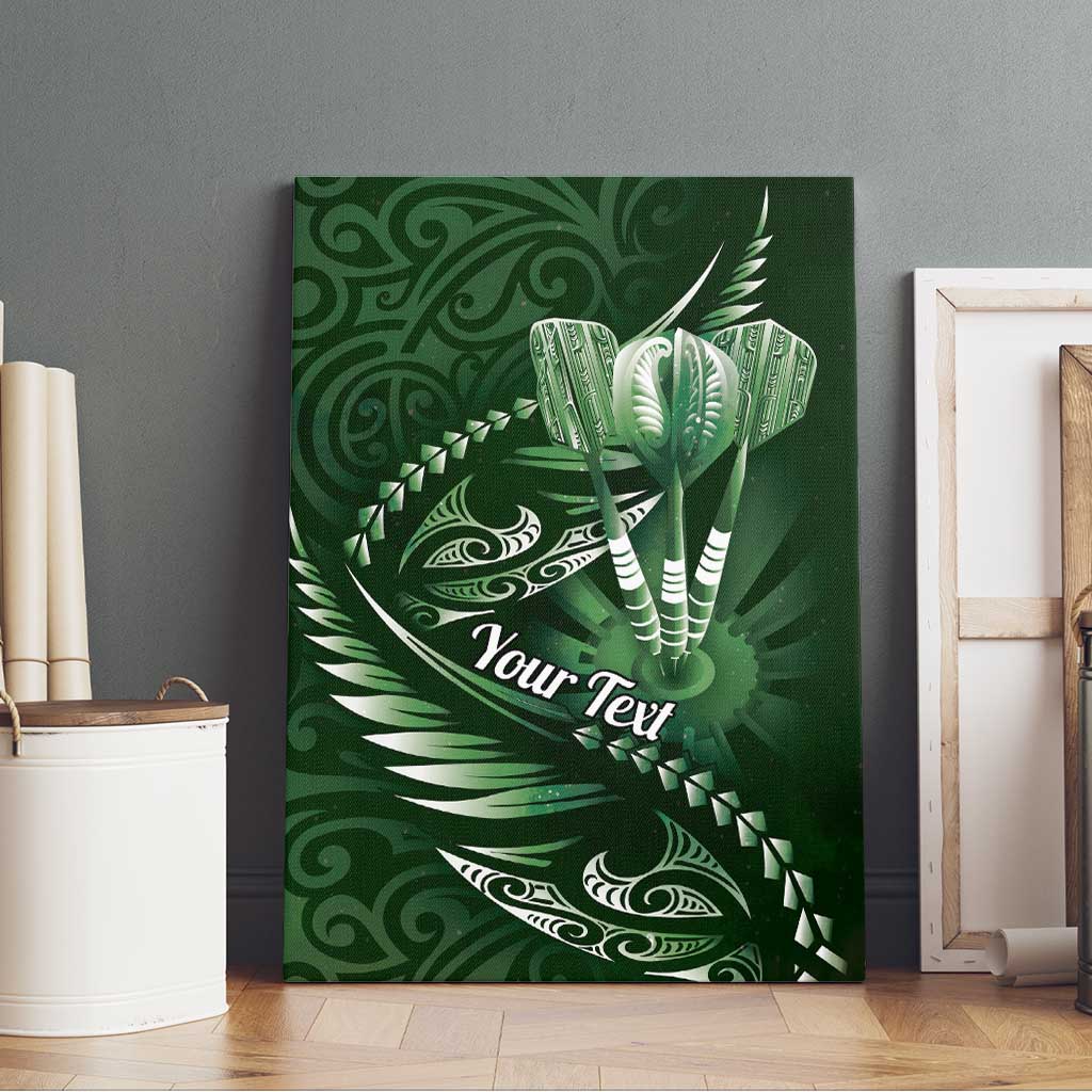 Personalised All Green New Zealand Darts Canvas Wall Art Aoteroa Fern Maori Galaxy Style