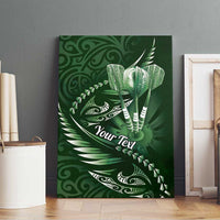 Personalised All Green New Zealand Darts Canvas Wall Art Aoteroa Fern Maori Galaxy Style