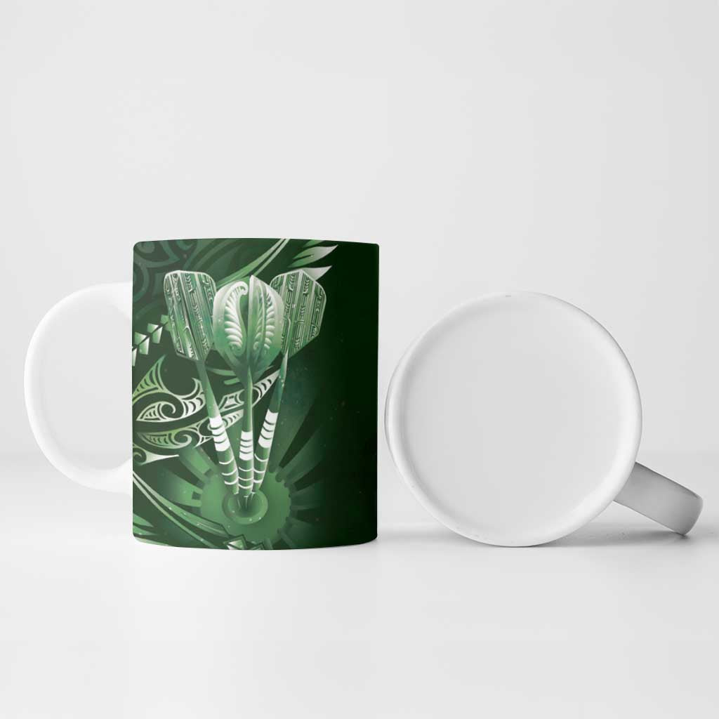 All Green New Zealand Darts Ceramic Mug Aoteroa Fern Maori Galaxy Style - Polynesian Pride
