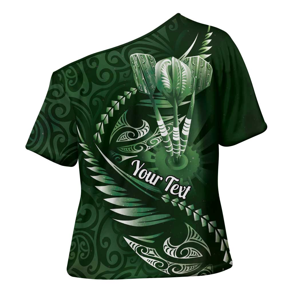 Personalised All Green New Zealand Darts Cross Shoulder Shirt Aoteroa Fern Maori Galaxy Style - Polynesian Pride