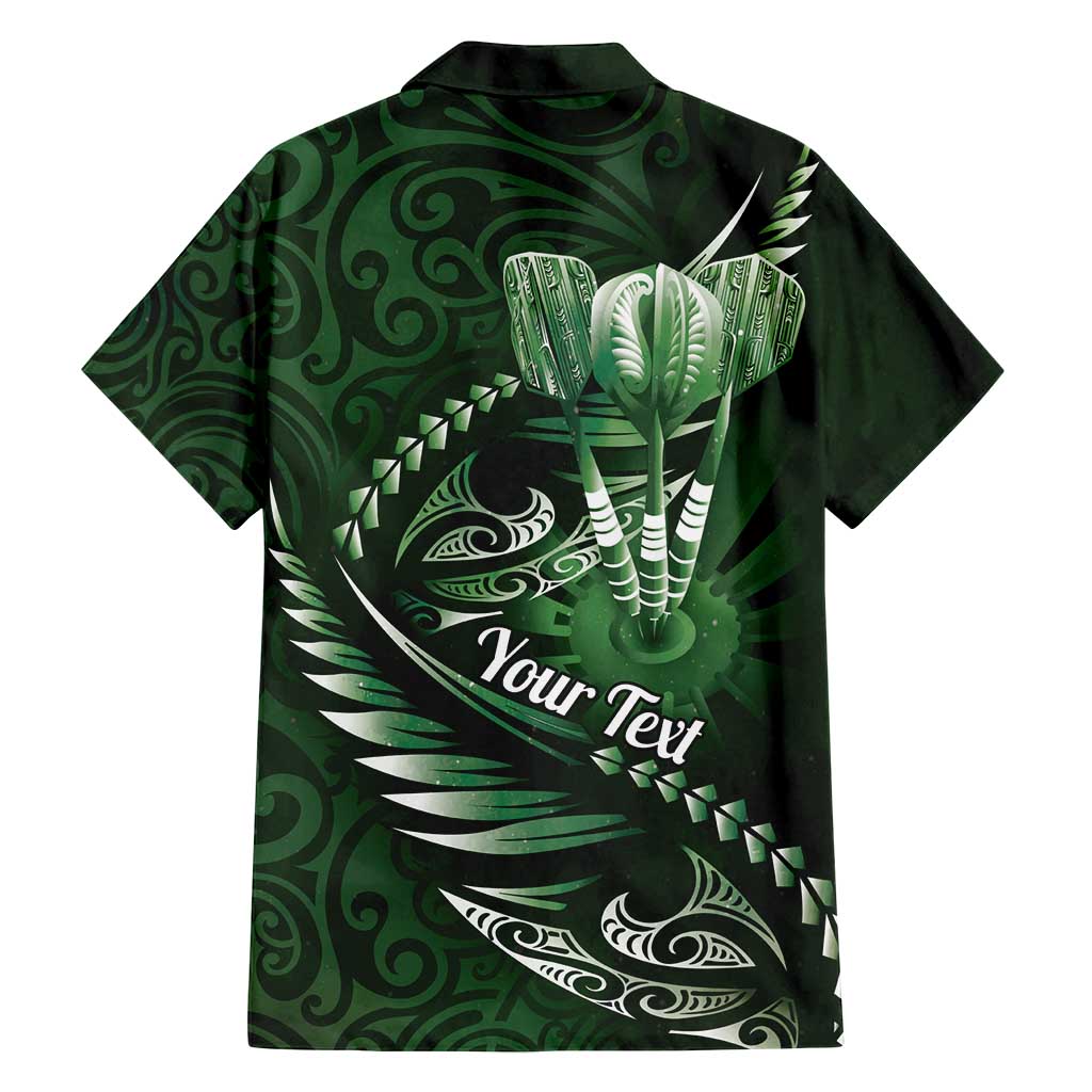 Personalised All Green New Zealand Darts Family Matching Off Shoulder Short Dress and Hawaiian Shirt Aoteroa Fern Maori Galaxy Style
