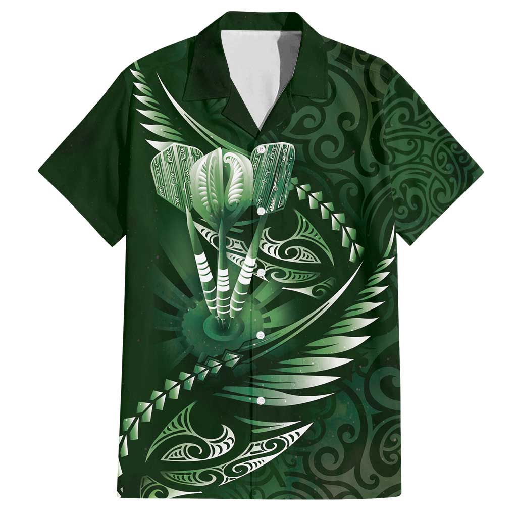 Personalised All Green New Zealand Darts Family Matching Tank Maxi Dress and Hawaiian Shirt Aoteroa Fern Maori Galaxy Style