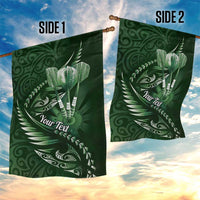 Personalised All Green New Zealand Darts Garden Flag Aoteroa Fern Maori Galaxy Style