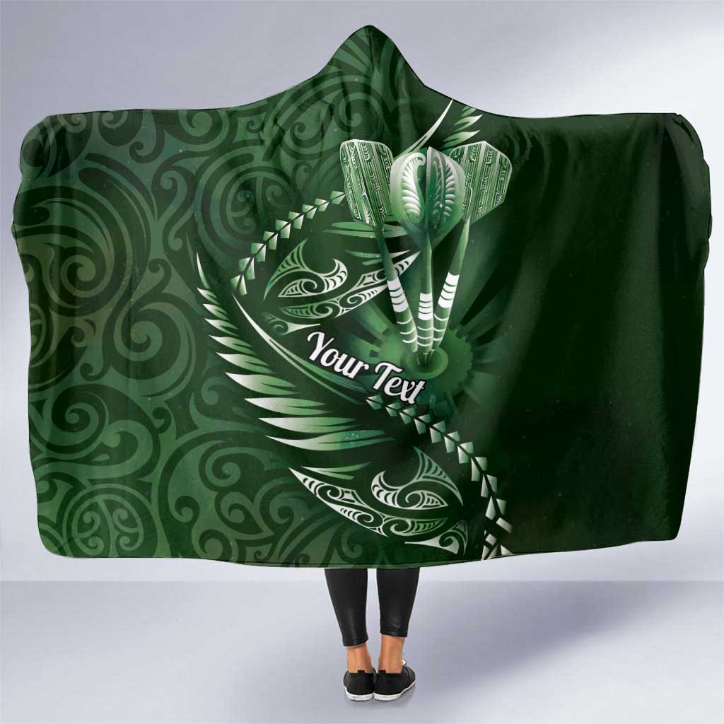 Personalised All Green New Zealand Darts Hooded Blanket Aoteroa Fern Maori Galaxy Style