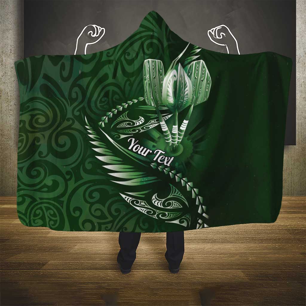 Personalised All Green New Zealand Darts Hooded Blanket Aoteroa Fern Maori Galaxy Style