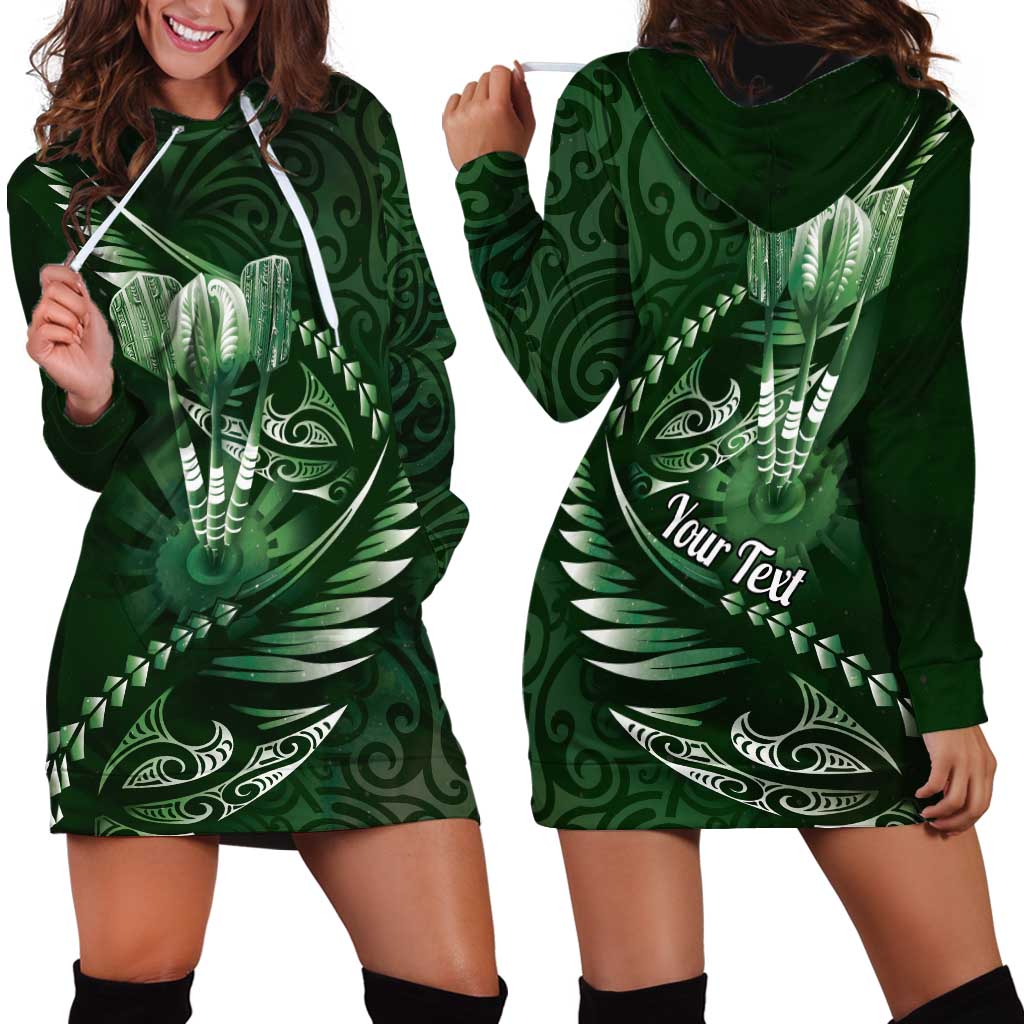 Personalised All Green New Zealand Darts Hoodie Dress Aoteroa Fern Maori Galaxy Style
