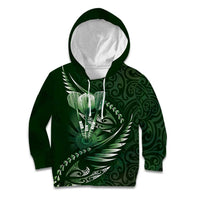Personalised All Green New Zealand Darts Kid Hoodie Aoteroa Fern Maori Galaxy Style