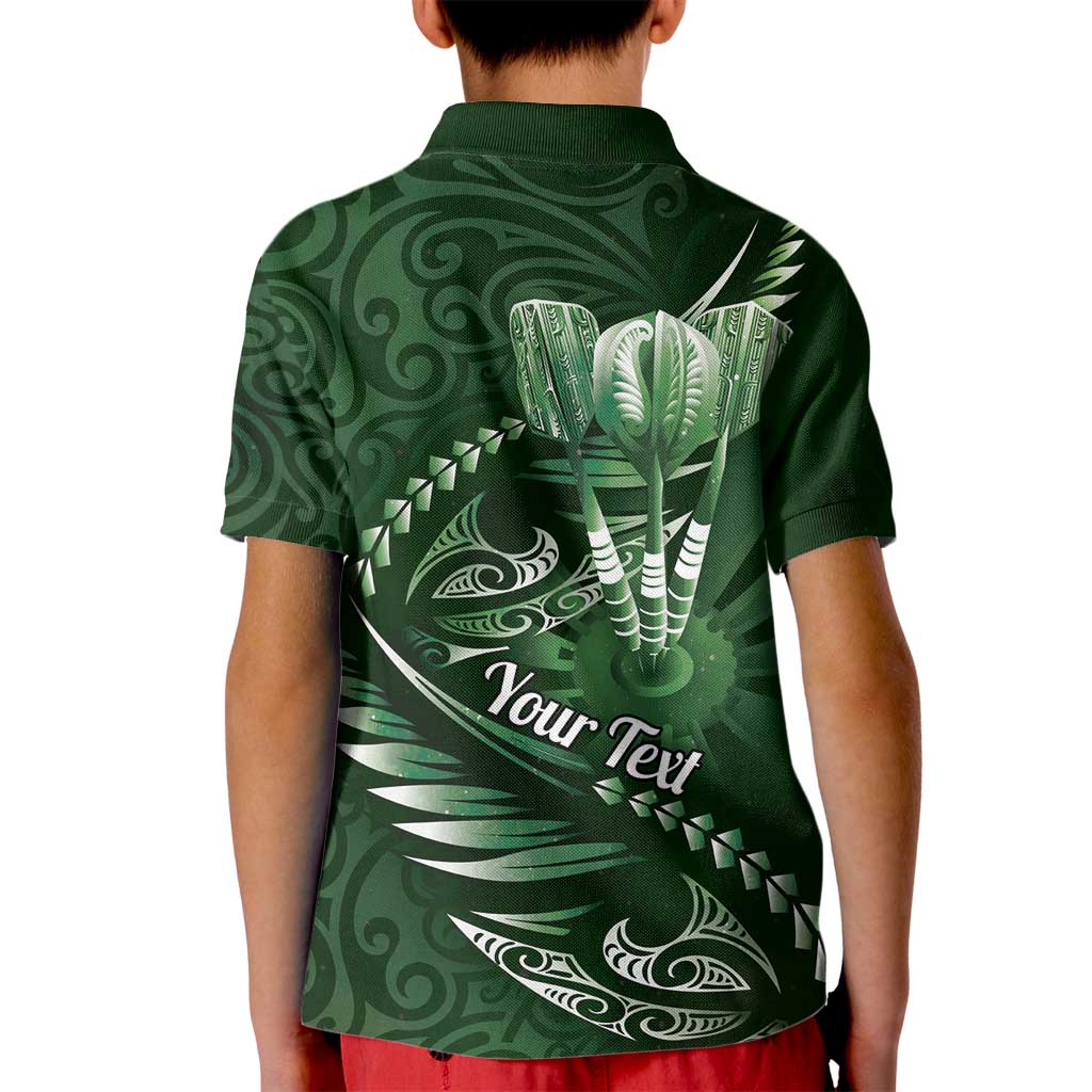Personalised All Green New Zealand Darts Kid Polo Shirt Aoteroa Fern Maori Galaxy Style