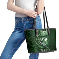 Personalised All Green New Zealand Darts Leather Tote Bag Aoteroa Fern Maori Galaxy Style