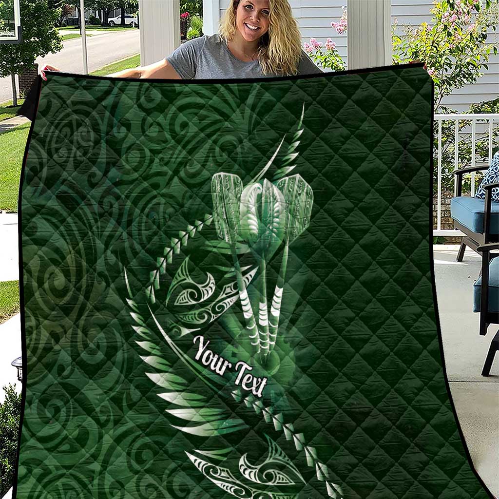Personalised All Green New Zealand Darts Quilt Aoteroa Fern Maori Galaxy Style