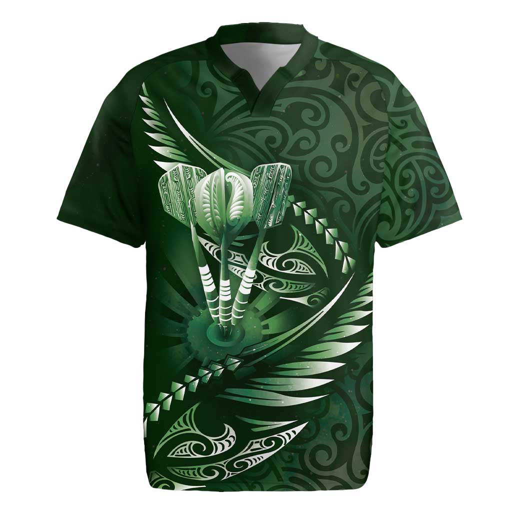 Personalised All Green New Zealand Darts Rugby Jersey Aoteroa Fern Maori Galaxy Style