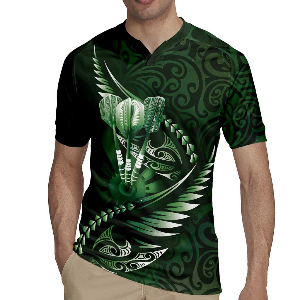 Personalised All Green New Zealand Darts Rugby Jersey Aoteroa Fern Maori Galaxy Style