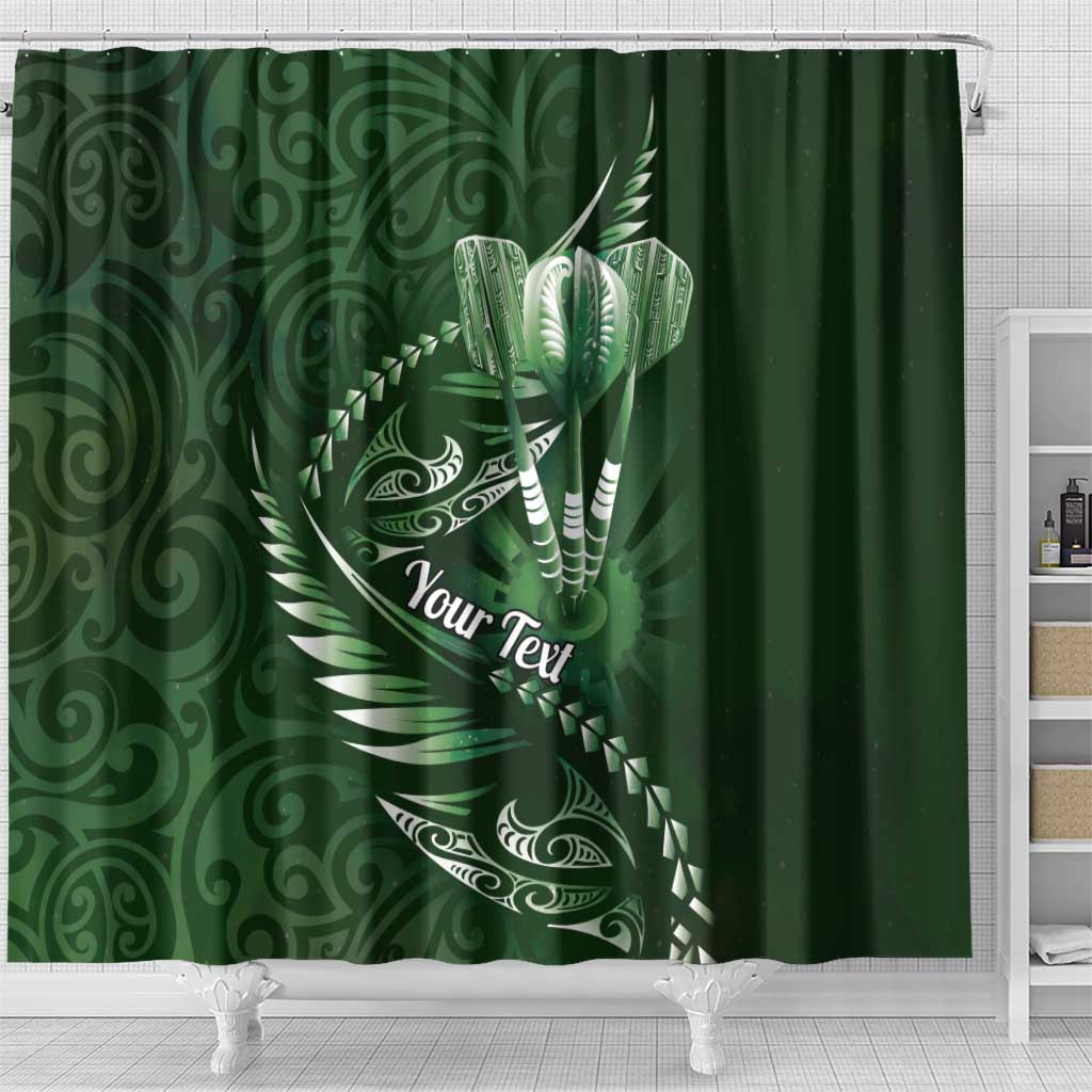 Personalised All Green New Zealand Darts Shower Curtain Aoteroa Fern Maori Galaxy Style
