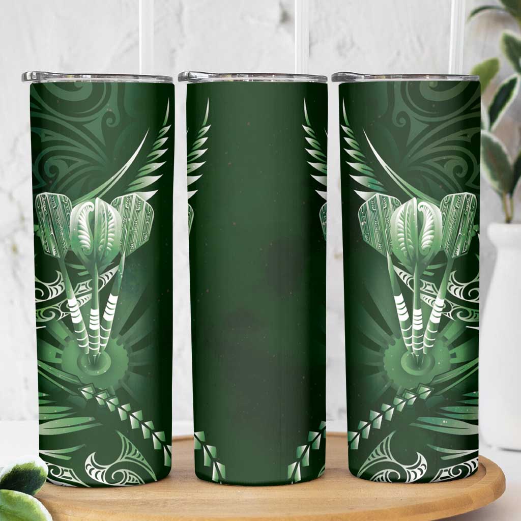 All Green New Zealand Darts Skinny Tumbler Aoteroa Fern Maori Galaxy Style