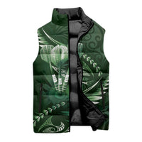 Personalised All Green New Zealand Darts Sleeveless Puffer Jacket Aoteroa Fern Maori Galaxy Style - Polynesian Pride