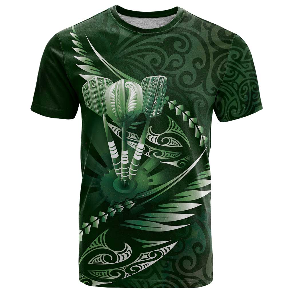Personalised All Green New Zealand Darts T Shirt Aoteroa Fern Maori Galaxy Style