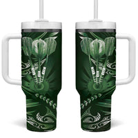 All Green New Zealand Darts Tumbler With Handle Aoteroa Fern Maori Galaxy Style