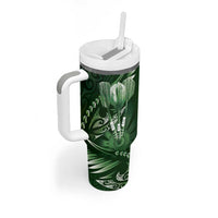 All Green New Zealand Darts Tumbler With Handle Aoteroa Fern Maori Galaxy Style