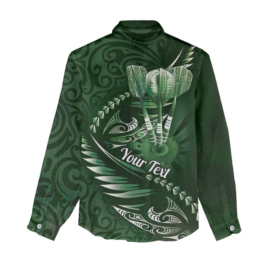 Personalised All Green New Zealand Darts Women Casual Shirt Aoteroa Fern Maori Galaxy Style