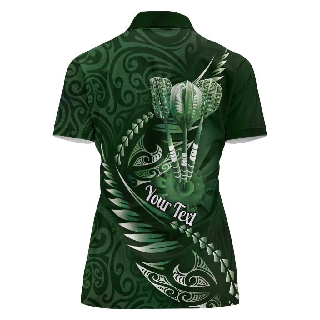Personalised All Green New Zealand Darts Women Polo Shirt Aoteroa Fern Maori Galaxy Style