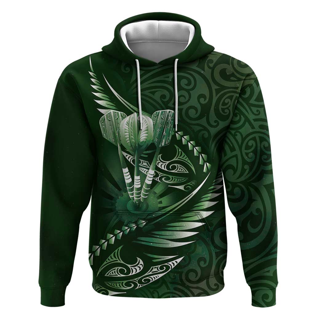 Personalised All Green New Zealand Darts Zip Hoodie Aoteroa Fern Maori Galaxy Style