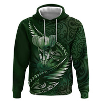 Personalised All Green New Zealand Darts Zip Hoodie Aoteroa Fern Maori Galaxy Style