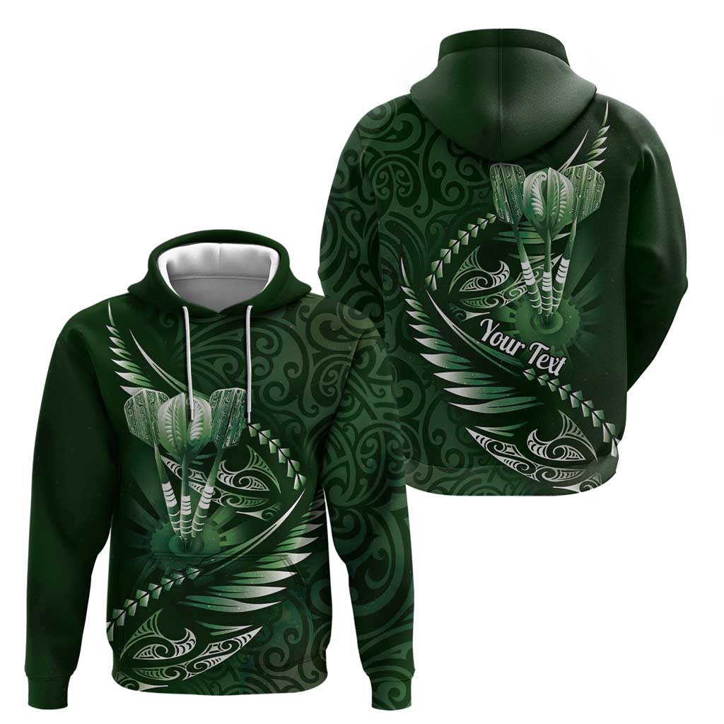 Personalised All Green New Zealand Darts Zip Hoodie Aoteroa Fern Maori Galaxy Style