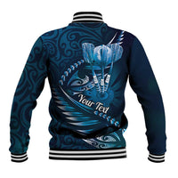 Personalised All Blue New Zealand Darts Baseball Jacket Aoteroa Fern Maori Galaxy Style