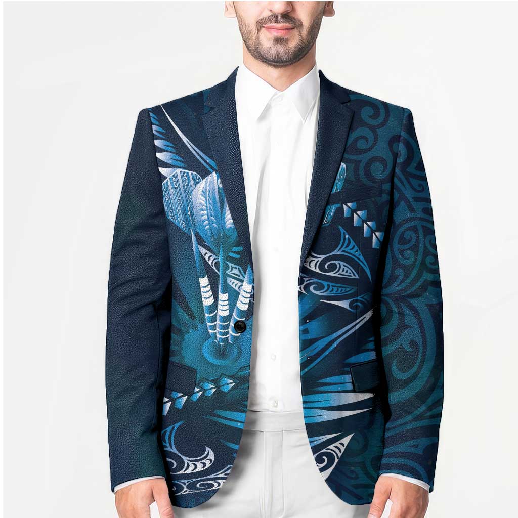 Personalised All Blue New Zealand Darts Blazer Aoteroa Fern Maori Galaxy Style - Polynesian Pride