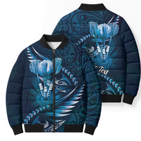 Personalised All Blue New Zealand Darts Bomber Puffer Jacket Aoteroa Fern Maori Galaxy Style - Polynesian Pride