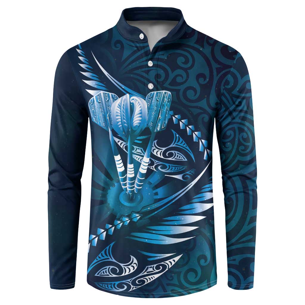 Personalised All Blue New Zealand Darts Button Sweatshirt Aoteroa Fern Maori Galaxy Style