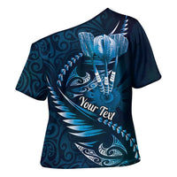 Personalised All Blue New Zealand Darts Cross Shoulder Shirt Aoteroa Fern Maori Galaxy Style - Polynesian Pride