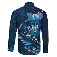 Personalised All Blue New Zealand Darts Family Matching Off Shoulder Short Dress and Hawaiian Shirt Aoteroa Fern Maori Galaxy Style