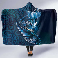 Personalised All Blue New Zealand Darts Hooded Blanket Aoteroa Fern Maori Galaxy Style