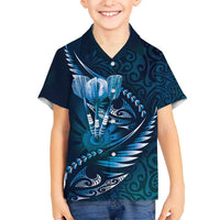 Personalised All Blue New Zealand Darts Kid Hawaiian Shirt Aoteroa Fern Maori Galaxy Style