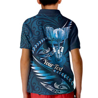 Personalised All Blue New Zealand Darts Kid Polo Shirt Aoteroa Fern Maori Galaxy Style