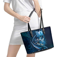 Personalised All Blue New Zealand Darts Leather Tote Bag Aoteroa Fern Maori Galaxy Style