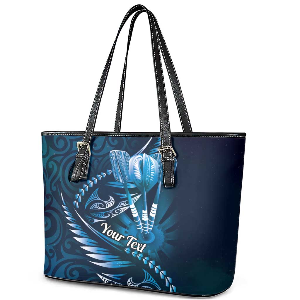 Personalised All Blue New Zealand Darts Leather Tote Bag Aoteroa Fern Maori Galaxy Style
