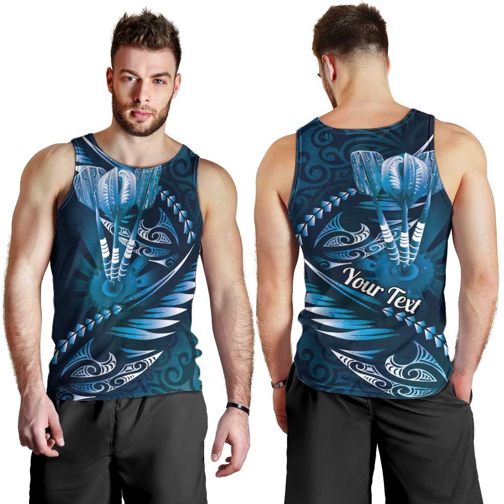Personalised All Blue New Zealand Darts Men Tank Top Aoteroa Fern Maori Galaxy Style