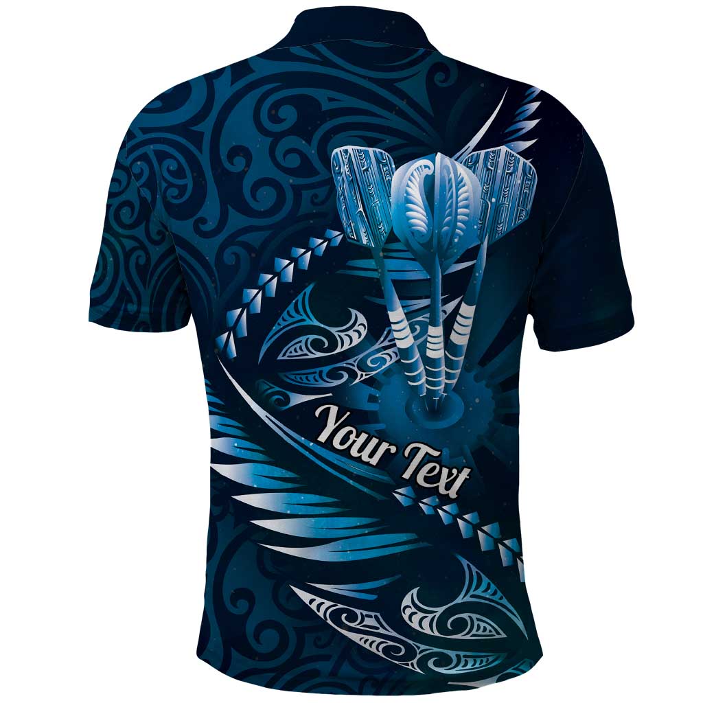 Personalised All Blue New Zealand Darts Polo Shirt Aoteroa Fern Maori Galaxy Style