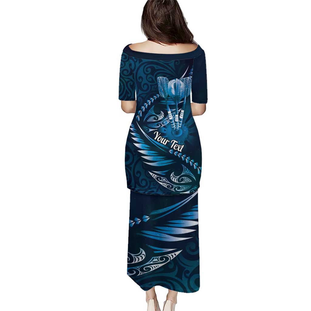 Personalised All Blue New Zealand Darts Puletasi Aoteroa Fern Maori Galaxy Style