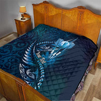Personalised All Blue New Zealand Darts Quilt Aoteroa Fern Maori Galaxy Style