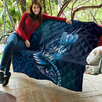 Personalised All Blue New Zealand Darts Quilt Aoteroa Fern Maori Galaxy Style