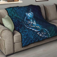 Personalised All Blue New Zealand Darts Quilt Aoteroa Fern Maori Galaxy Style