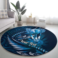 Personalised All Blue New Zealand Darts Round Carpet Aoteroa Fern Maori Galaxy Style