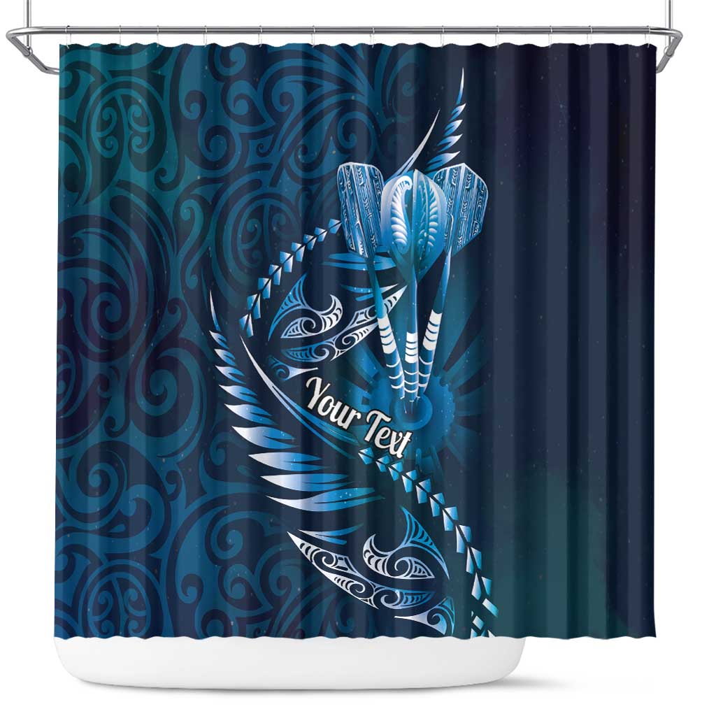 Personalised All Blue New Zealand Darts Shower Curtain Aoteroa Fern Maori Galaxy Style
