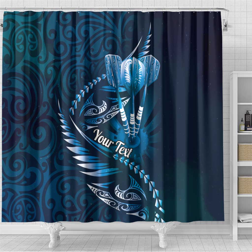 Personalised All Blue New Zealand Darts Shower Curtain Aoteroa Fern Maori Galaxy Style