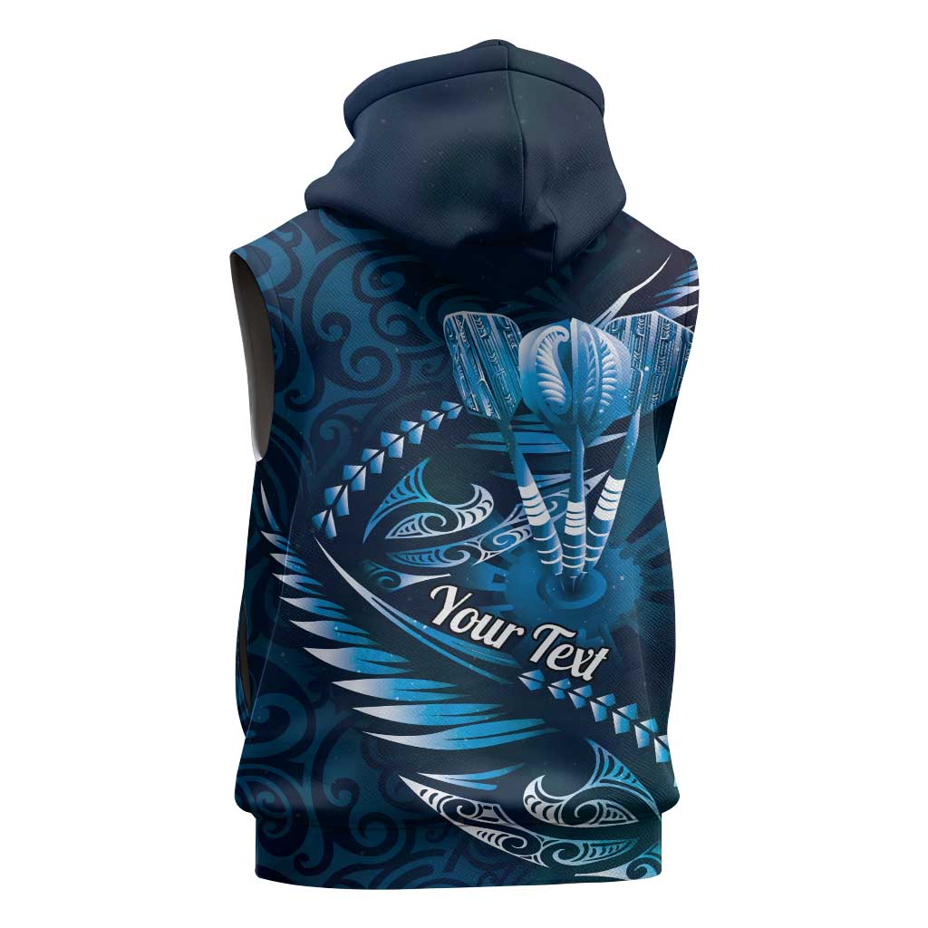 Personalised All Blue New Zealand Darts Sleeveless Zip Hoodie Aoteroa Fern Maori Galaxy Style - Polynesian Pride